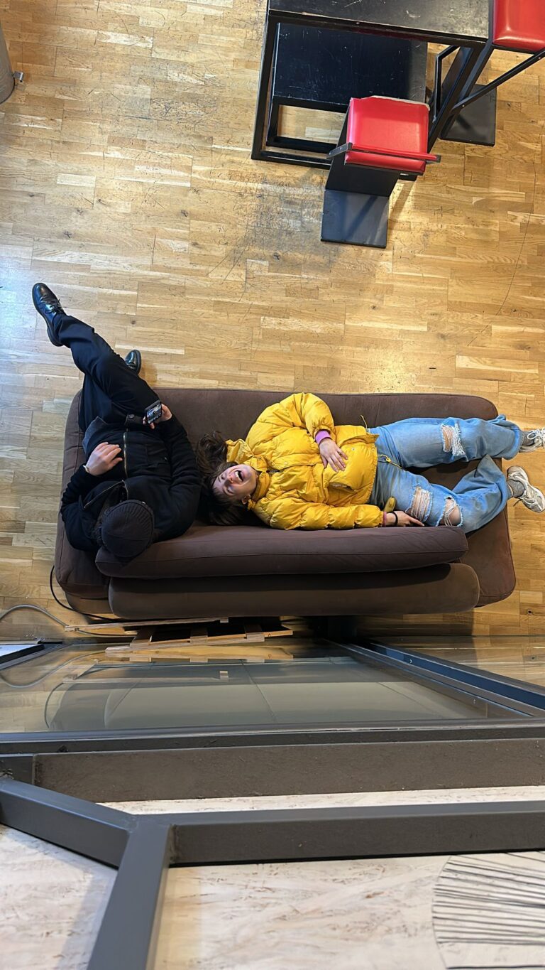 The Mob Studios sofa seen from above, with the students