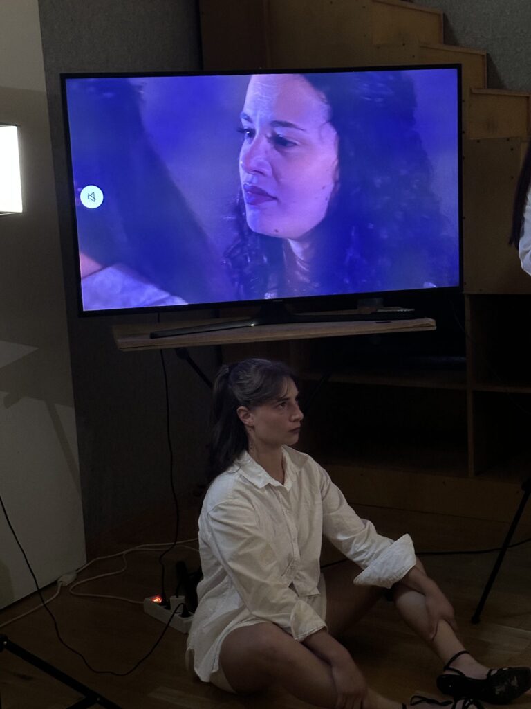 Persona: performer seduta davanti alla TV