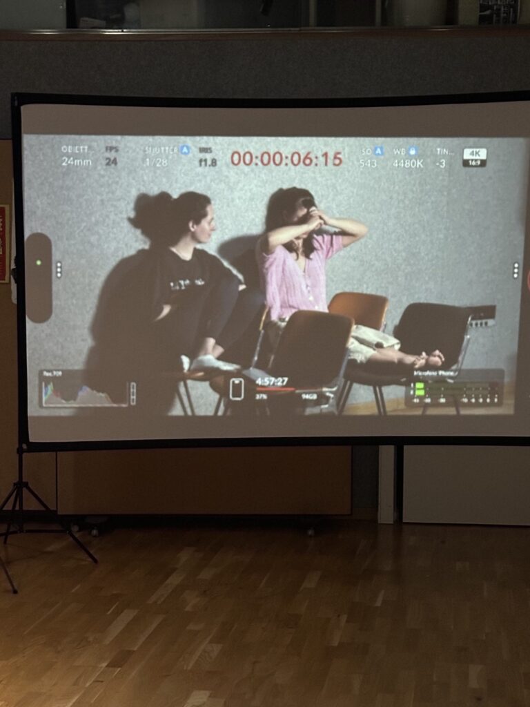 Persona, prove: lo schermo di proiezione in sala